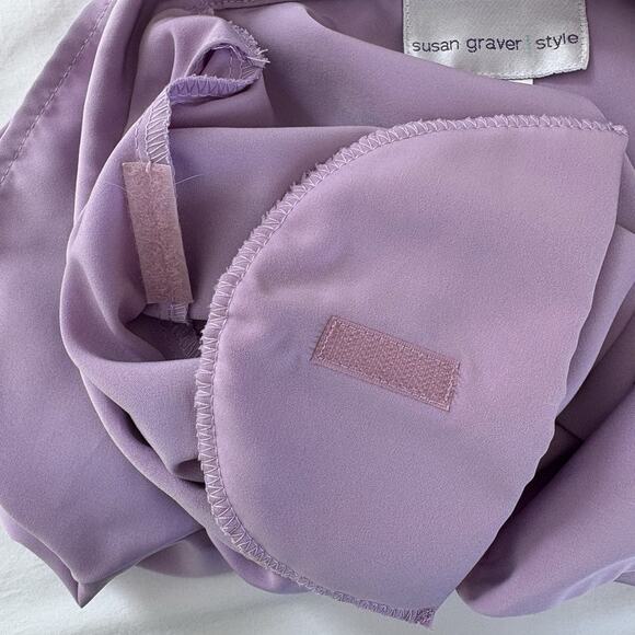 Vintage Susan Graver Style Lavender Short Sleeve Button Down Shirt Size XL - Picture 10 of 13